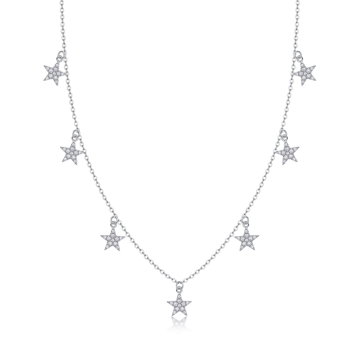 Planderful Moissanite Necklace 0.49ct Starry Sky D VVS 3EX S925 Silver Plated For Women Gift