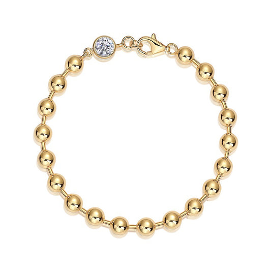 Planderful Moissanite Bracelet S925 Silver Gold Plated 1.0ct Round Sparkling For Her