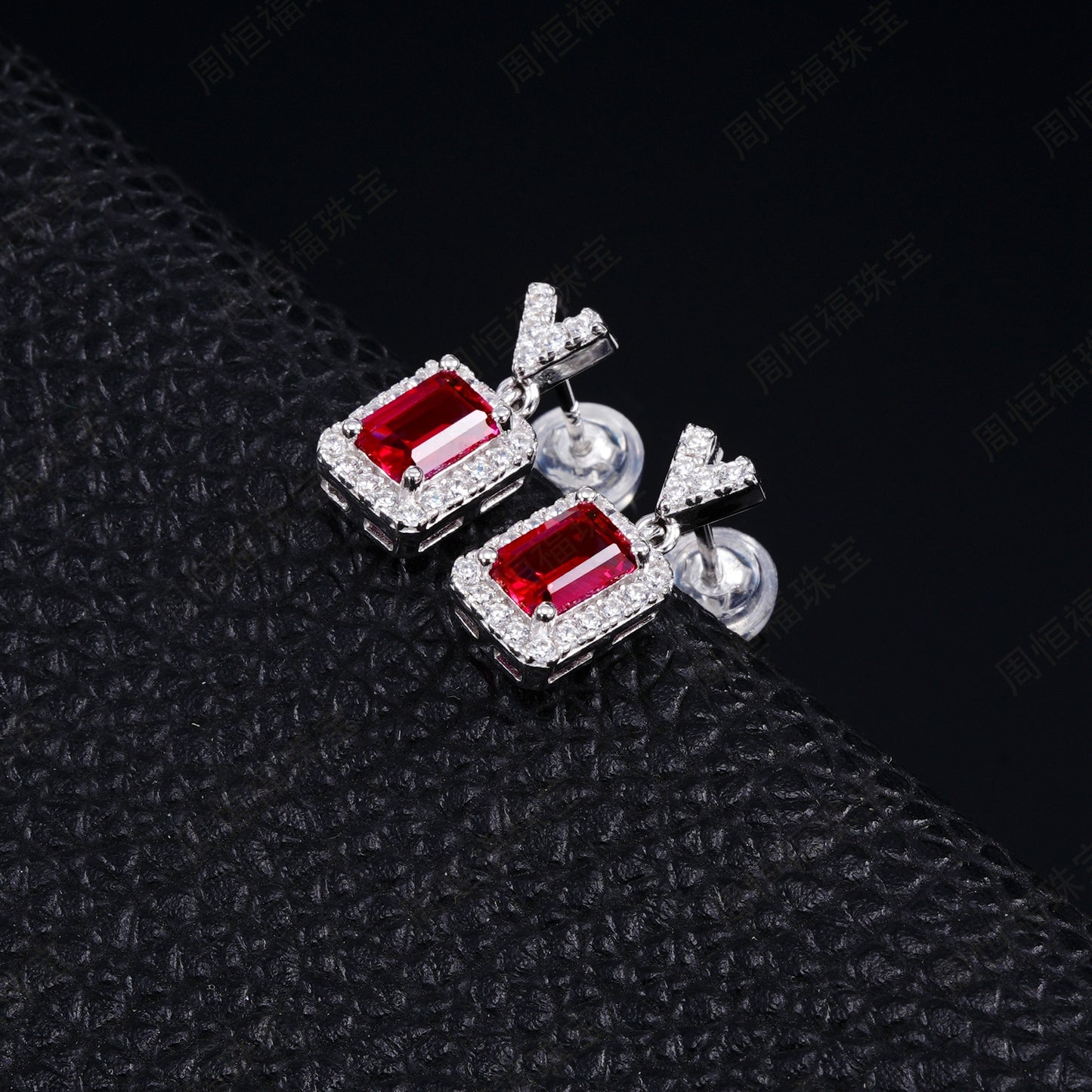 Planderful Lab Grown Gemstone Earrings Emerald Cut S925 Silver Plated V Shaped Drop For Women Gala Fireworks