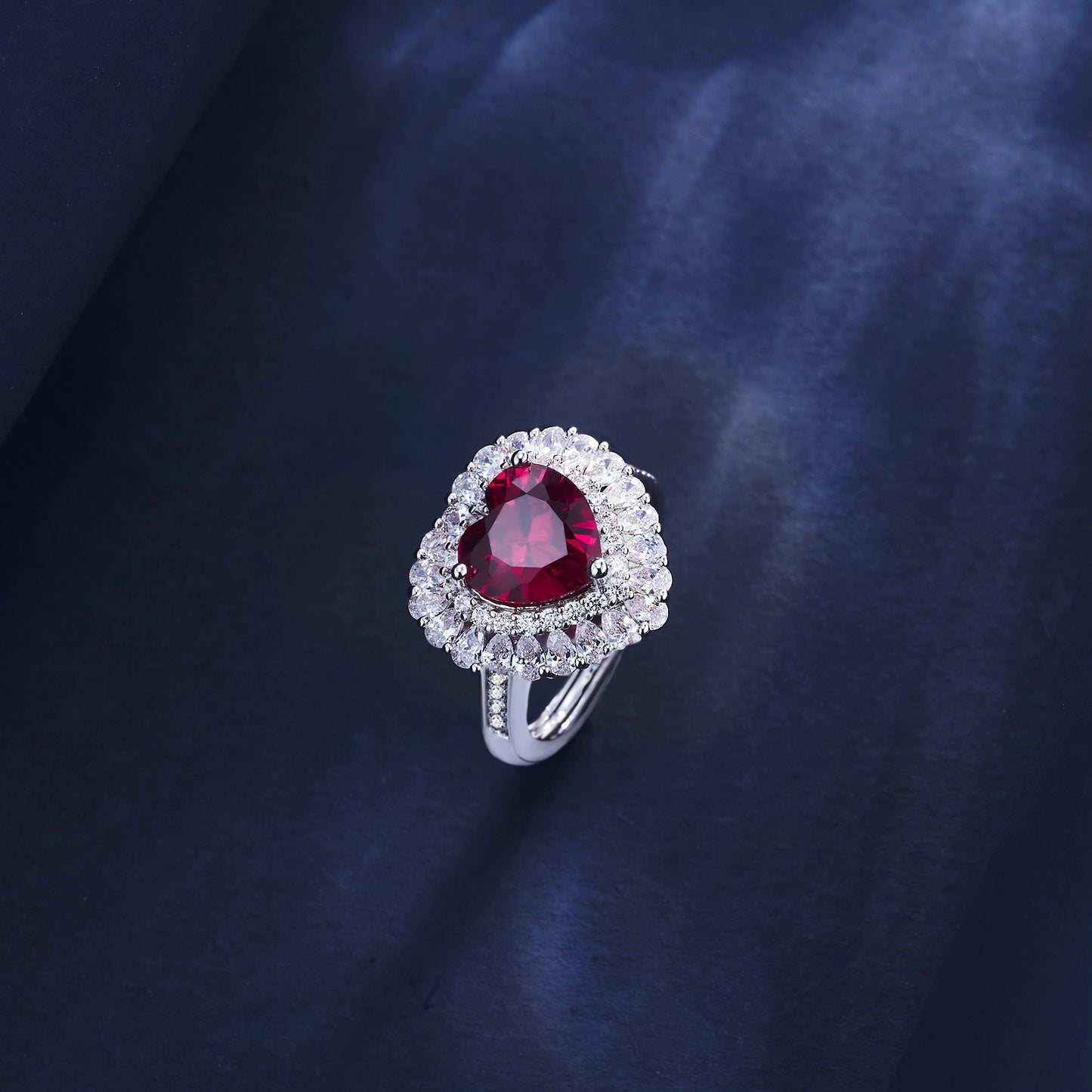 Planderful Lab Grown Heart Gemstone Ring Double Halo 3.4Ct S925 Silver Plated Glamorous For Her