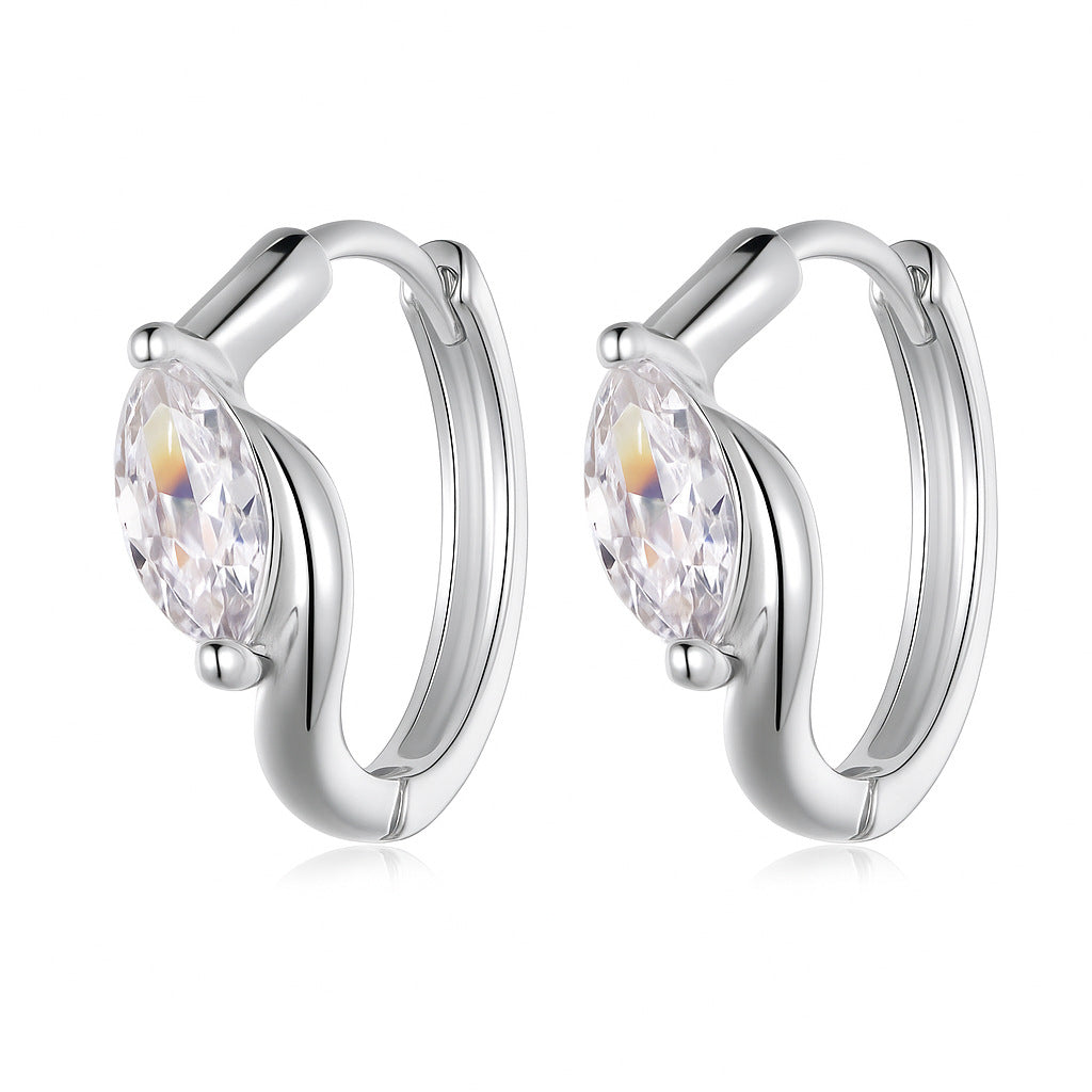 Planderful Moissanite Hoop Earrings 0.8ct Marquise S925 Silver Gold Plated For Women Sparkling Gift