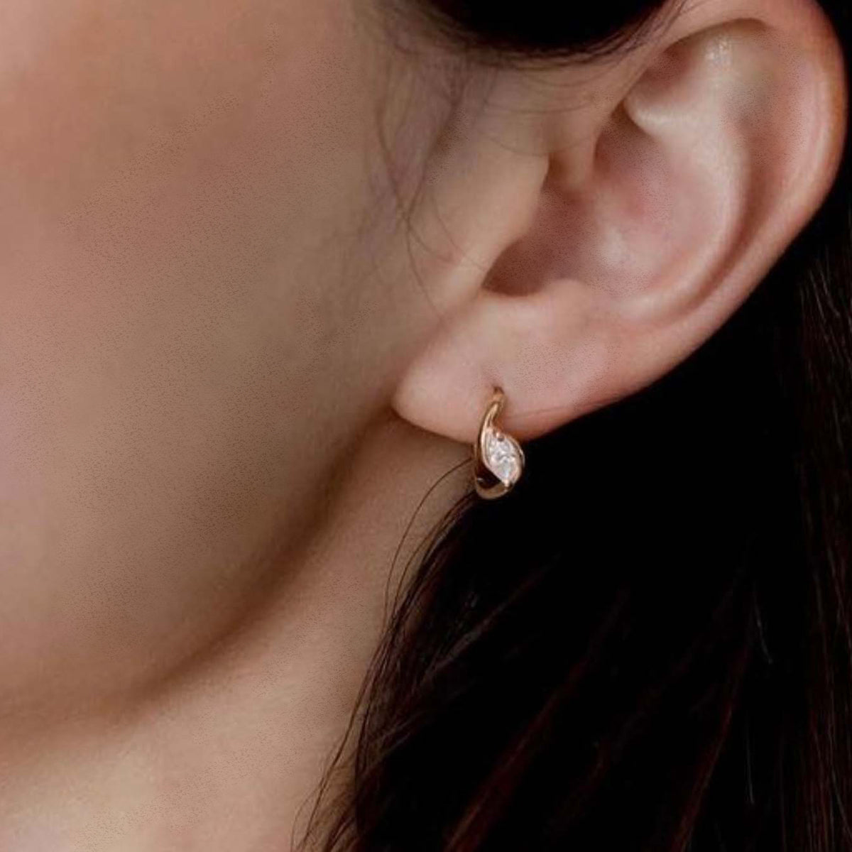 Planderful Moissanite Hoop Earrings 0.8ct Marquise S925 Silver Gold Plated For Women Sparkling Gift