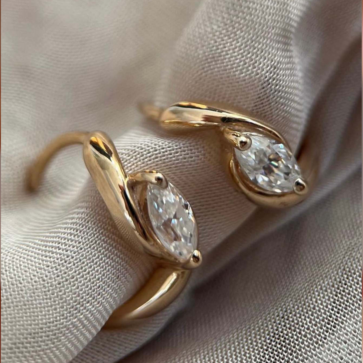 Planderful Moissanite Hoop Earrings 0.8ct Marquise S925 Silver Gold Plated For Women Sparkling Gift