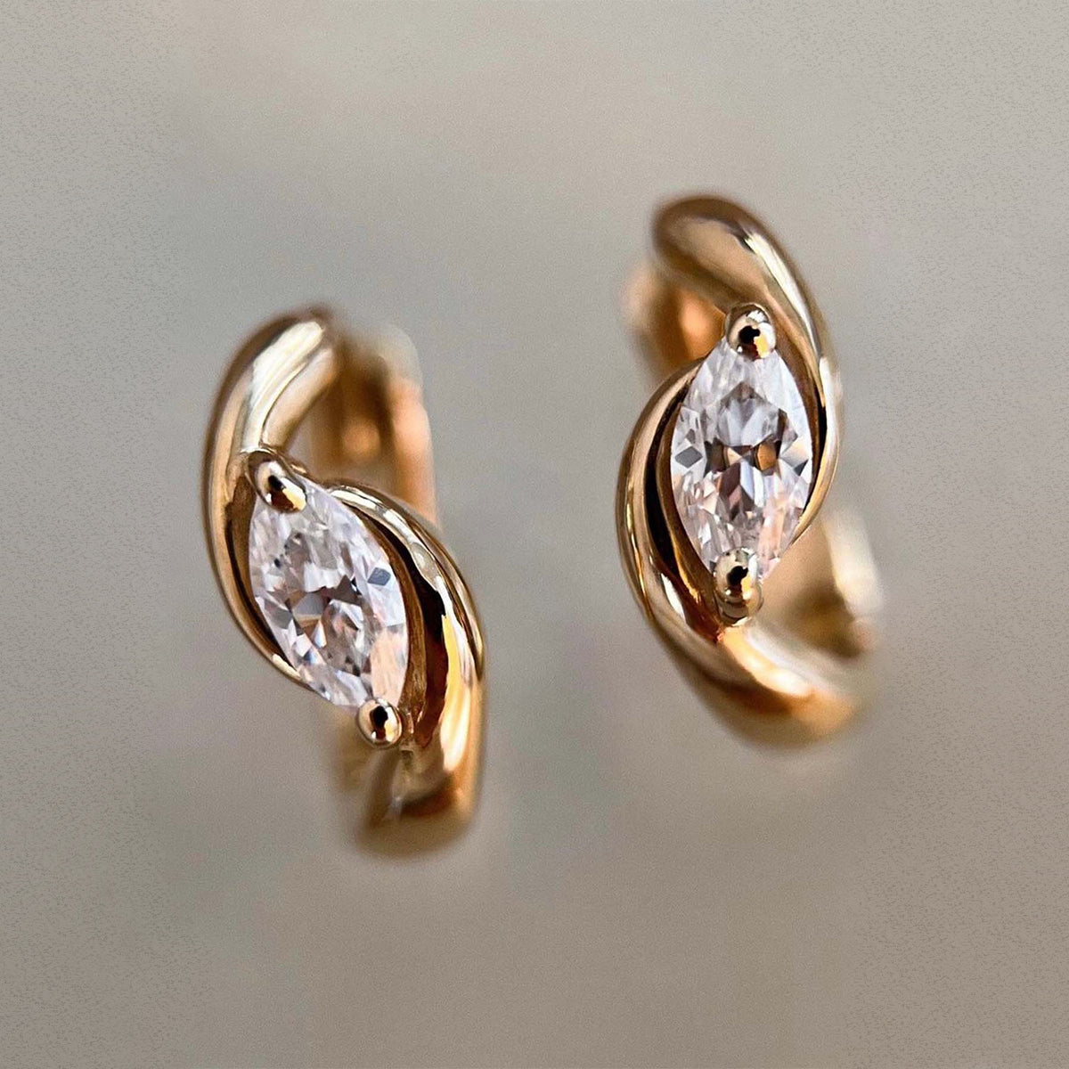 Planderful Moissanite Hoop Earrings 0.8ct Marquise S925 Silver Gold Plated For Women Sparkling Gift