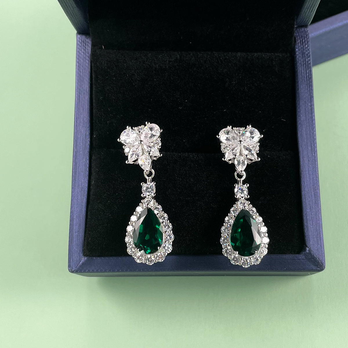 Planderful Lab Grown Gemstone Pear Shape Earrings 11x7mm S925 Silver Plated Gala Fireworks For Women