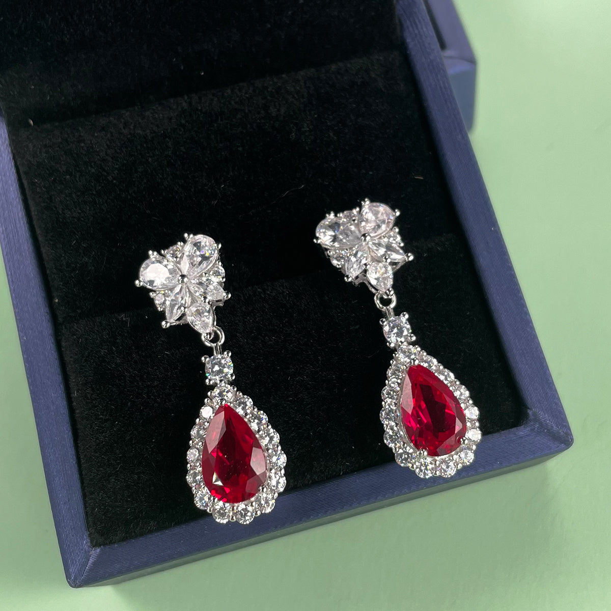 Planderful Lab Grown Gemstone Pear Shape Earrings 11x7mm S925 Silver Plated Gala Fireworks For Women