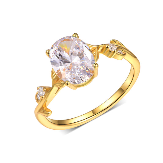 Planderful Moissanite Ring 2.0CT Oval Stone Sparkling Sterling Silver Branch Leaf Design For Women