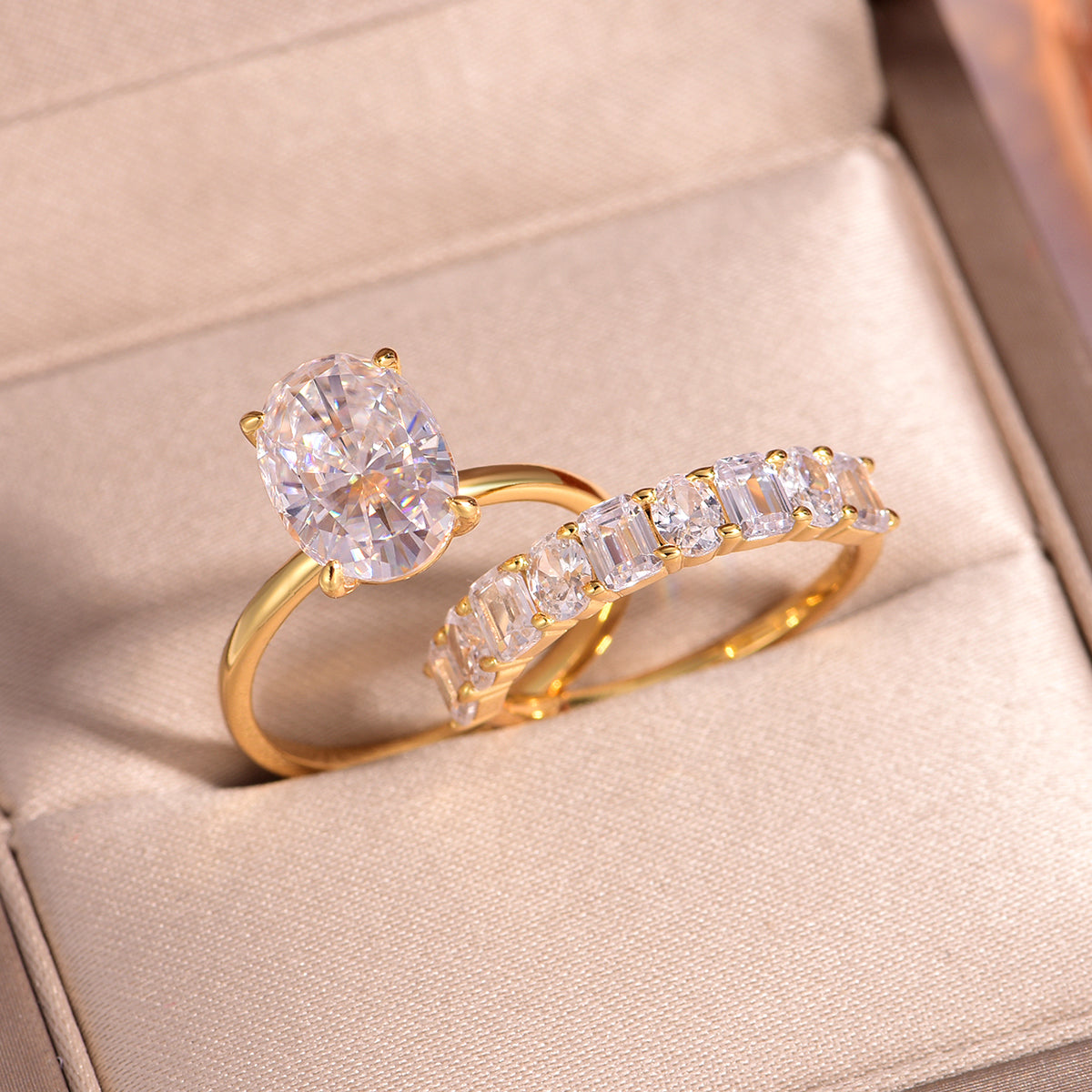 Planderful Moissanite Ring for Women 4 5 Carat Oval Main Stone in S925 Silver Luxury Sparkling