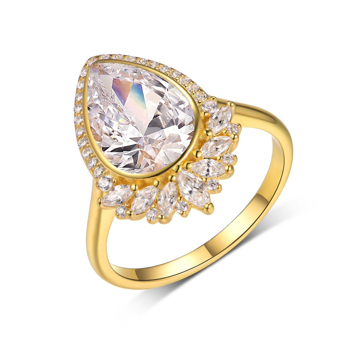 Planderful Pear Shaped Moissanite Halo Ring 4.0Ct S925 Silver Luxurious Engagement Gift For Her