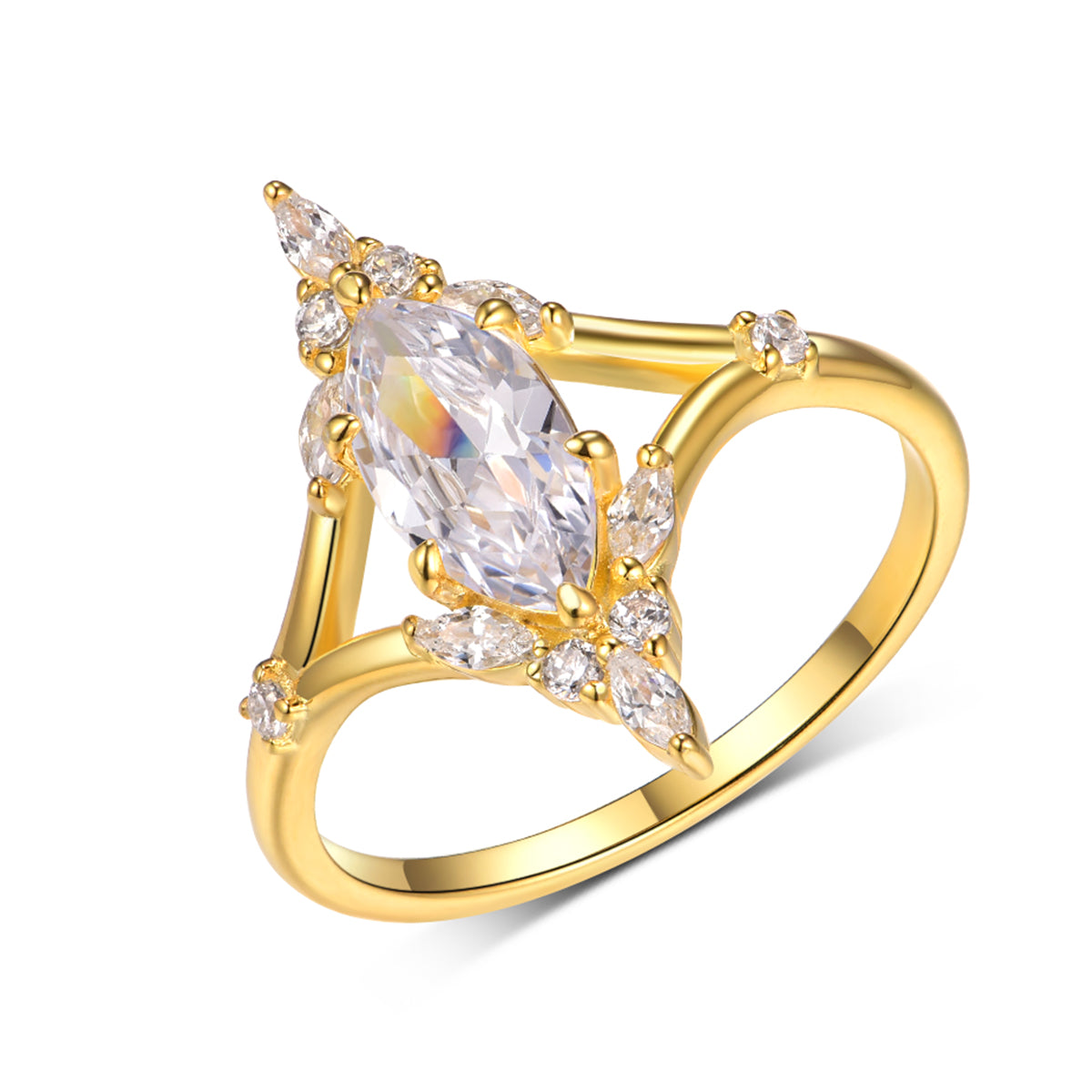 Planderful Moissanite Ring For Her 1.0Ct Marquise In Sterling Silver D VVS 3EX Sparkling Jewelry