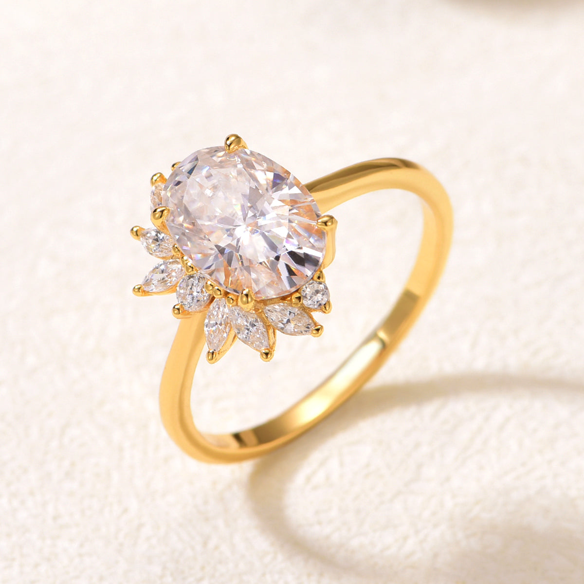 Planderful Women Moissanite Ring 2.5Ct Oval 10x7mm VVS3EX Sparkling Silver Plated Gold Luxurious