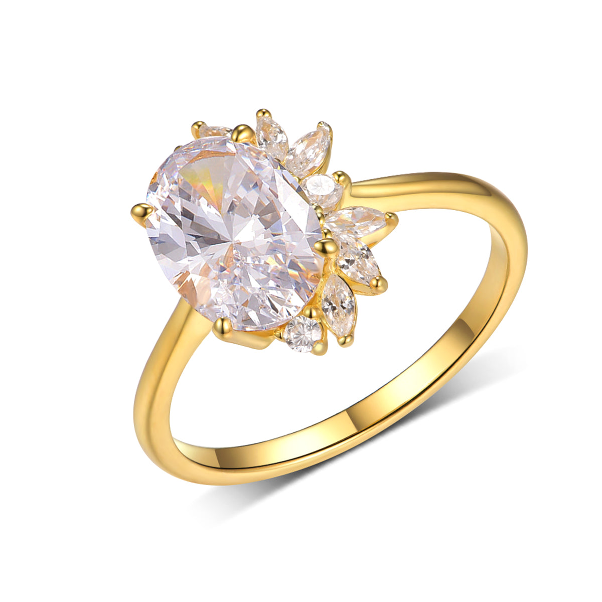 Planderful Women Moissanite Ring 2.5Ct Oval 10x7mm VVS3EX Sparkling Silver Plated Gold Luxurious