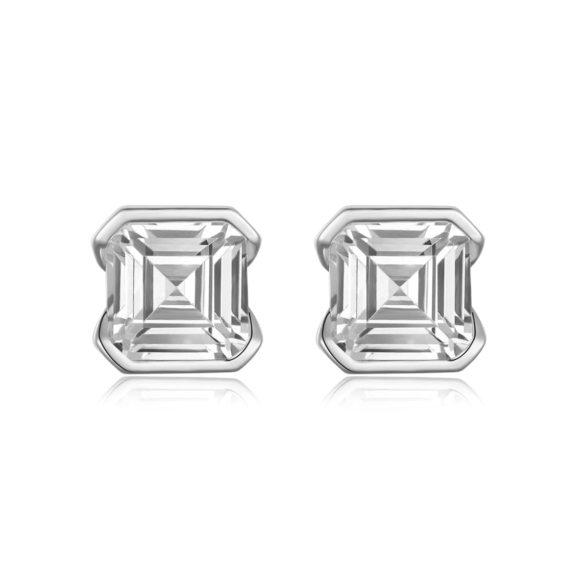 Stunning Moissanite Asscher Cut Stud Earrings 2.0CT S925 Silver Gold Plated By Planderful Shop For Women