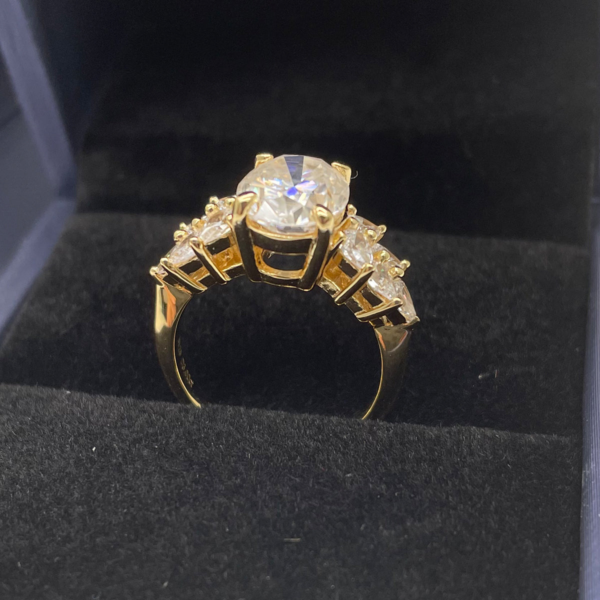 Planderful Moissanite Ring For Women 3.0Ct Oval 10x8mm S925 Silver Plated Gold Luxury Sparkle