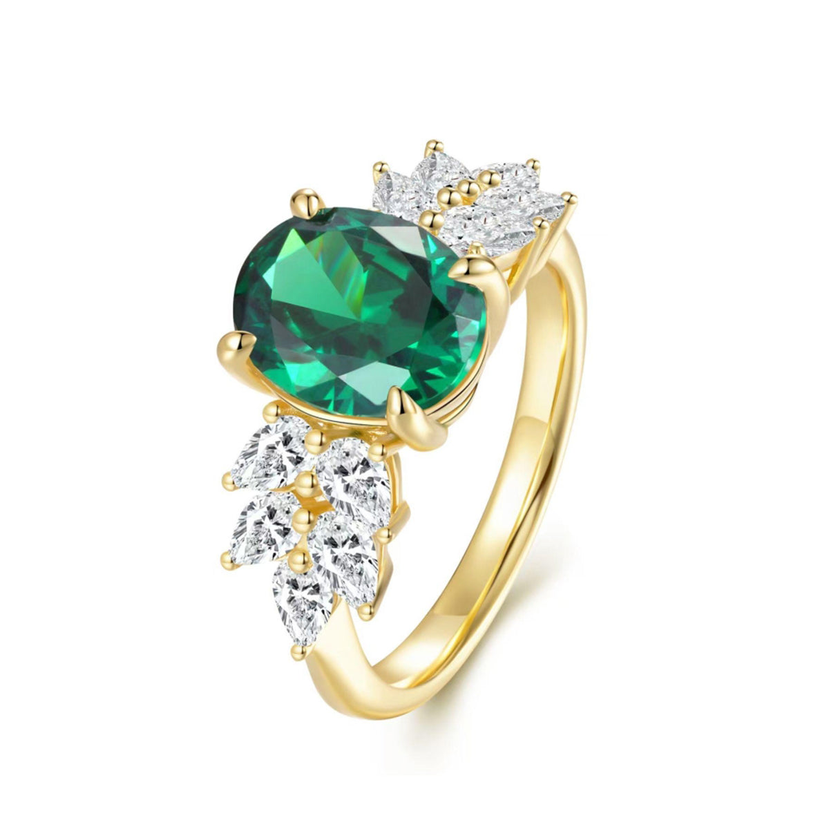 Planderful Moissanite Ring For Women 3.0Ct Oval 10x8mm S925 Silver Plated Gold Luxury Sparkle