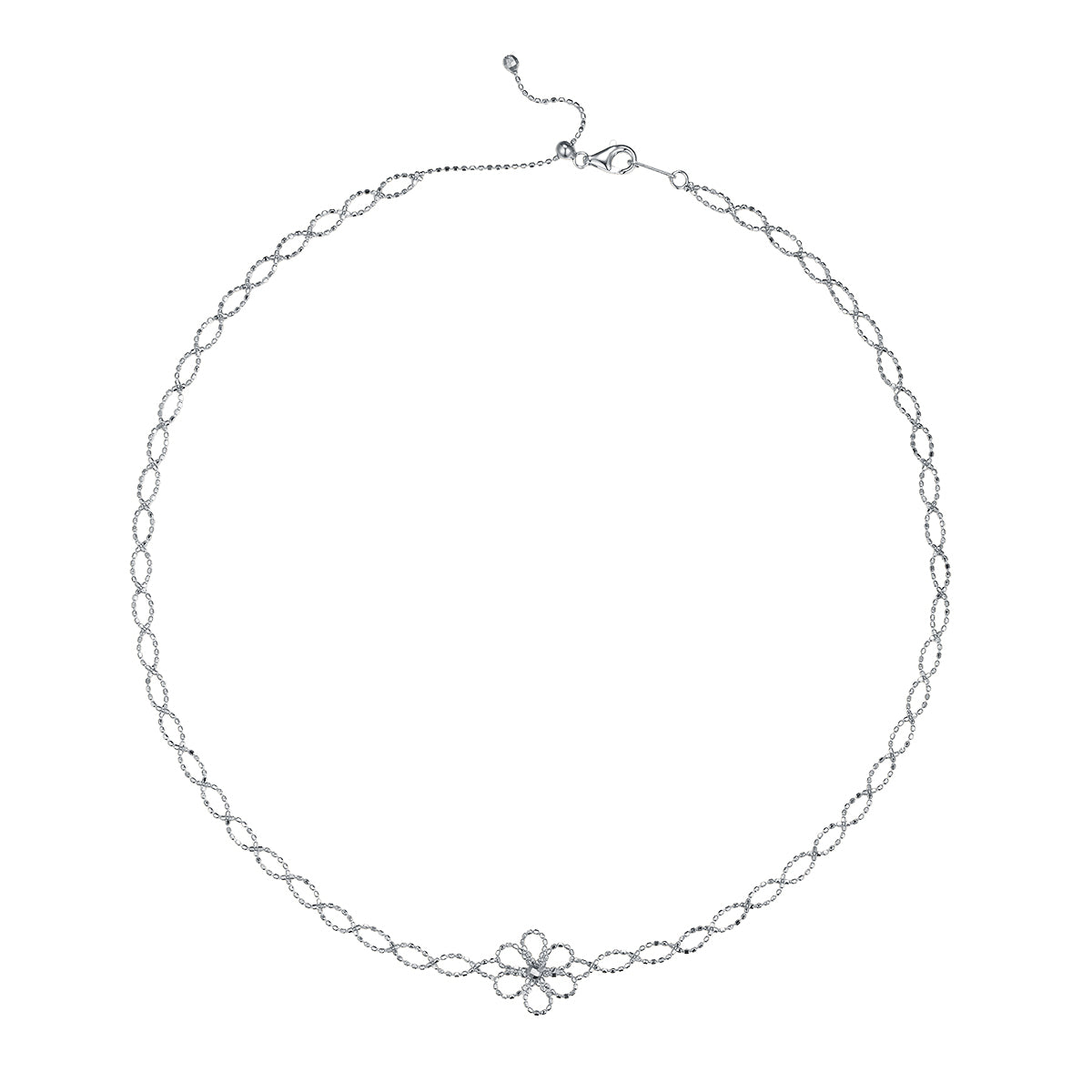 Planderful Sterling Silver S925 Weaved Lace Flower Necklace Italian Craftsmanship For Women Gift