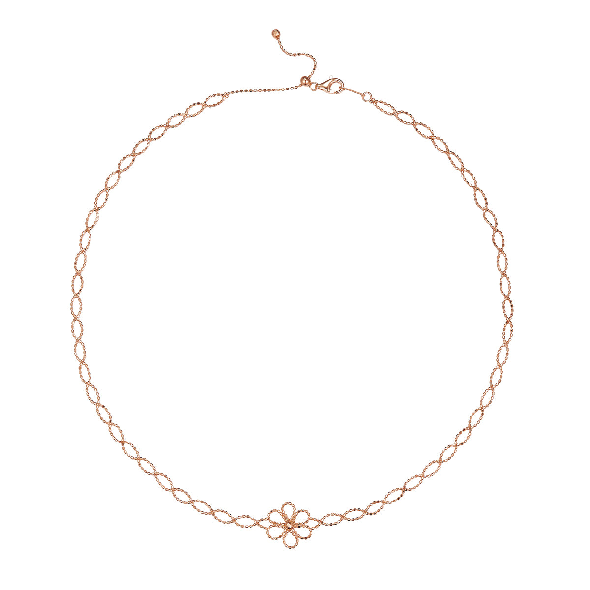 Planderful Sterling Silver S925 Weaved Lace Flower Necklace Italian Craftsmanship For Women Gift