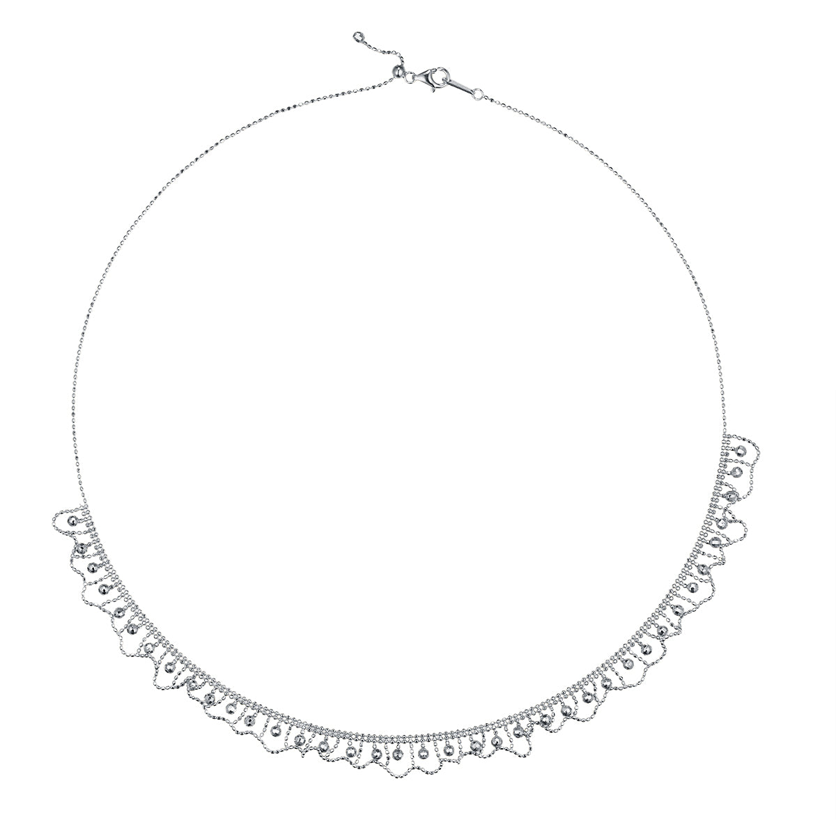 Planderful S925 Sterling Silver Italian Craft Elegant Woven Lace Necklace 45cm Length For Her