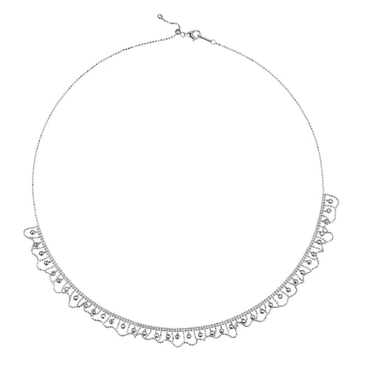 Planderful S925 Sterling Silver Italian Craft Elegant Woven Lace Necklace 45cm Length For Her