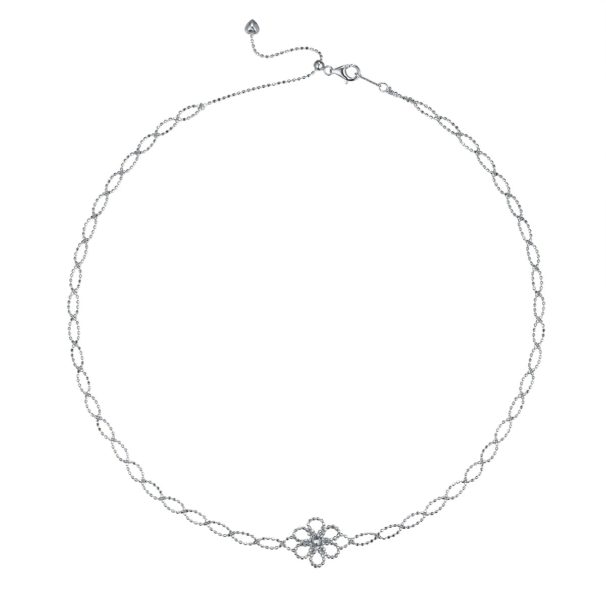 S925 Sterling Silver Necklace With Exquisite Italian Craftsmanship Weaved Lace Flower Planderful For Her
