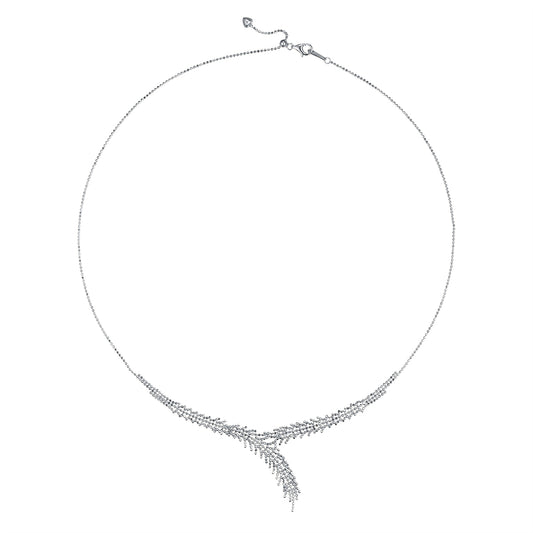 Elegant Planderful S925 Sterling Silver Italian Craft Woven Wheat Ear Design Necklace, 45cm Length for Women