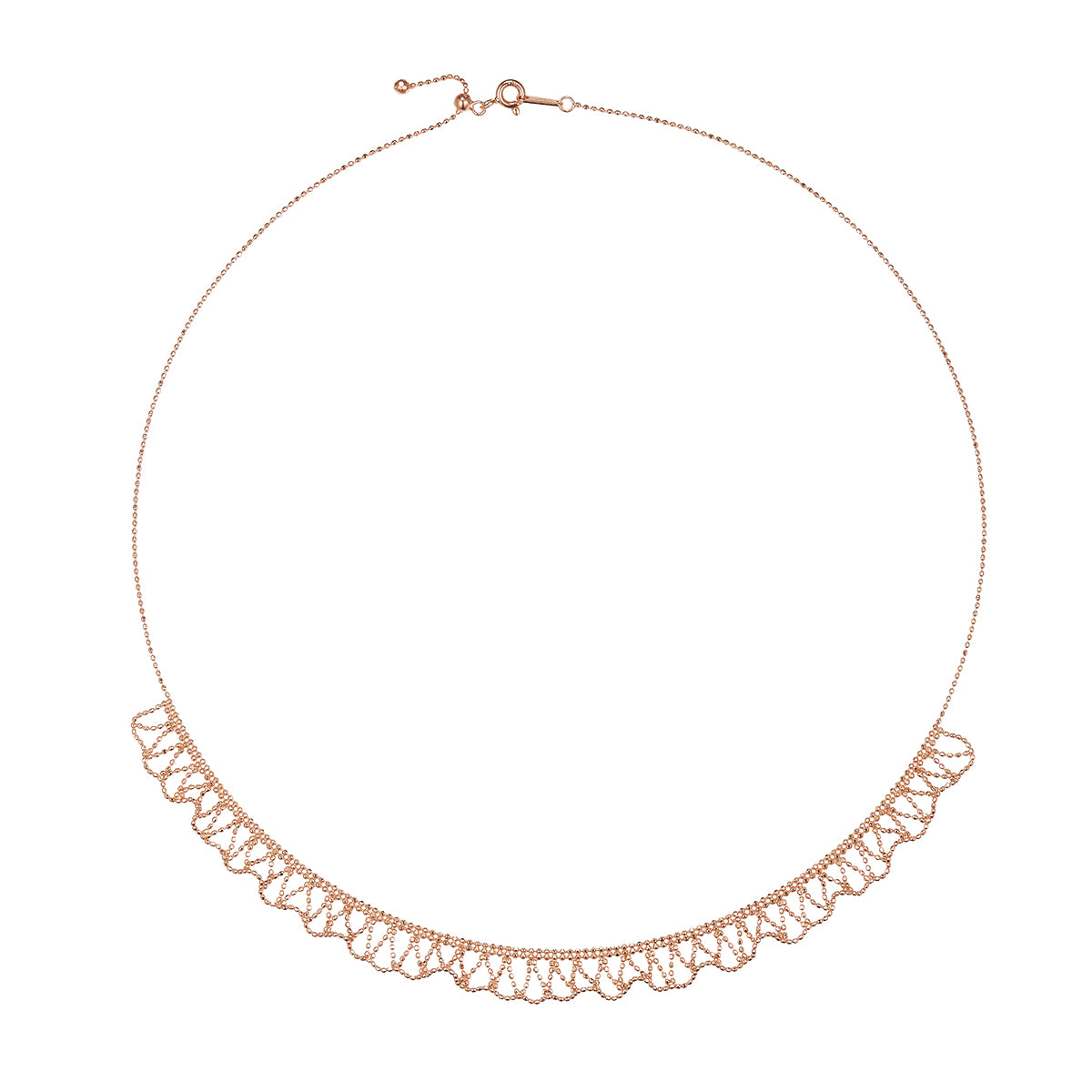 Planderful S925 Silver Necklace Italian Craft Woven Lace 45cm For Everyday Genie Women Elegant Touch