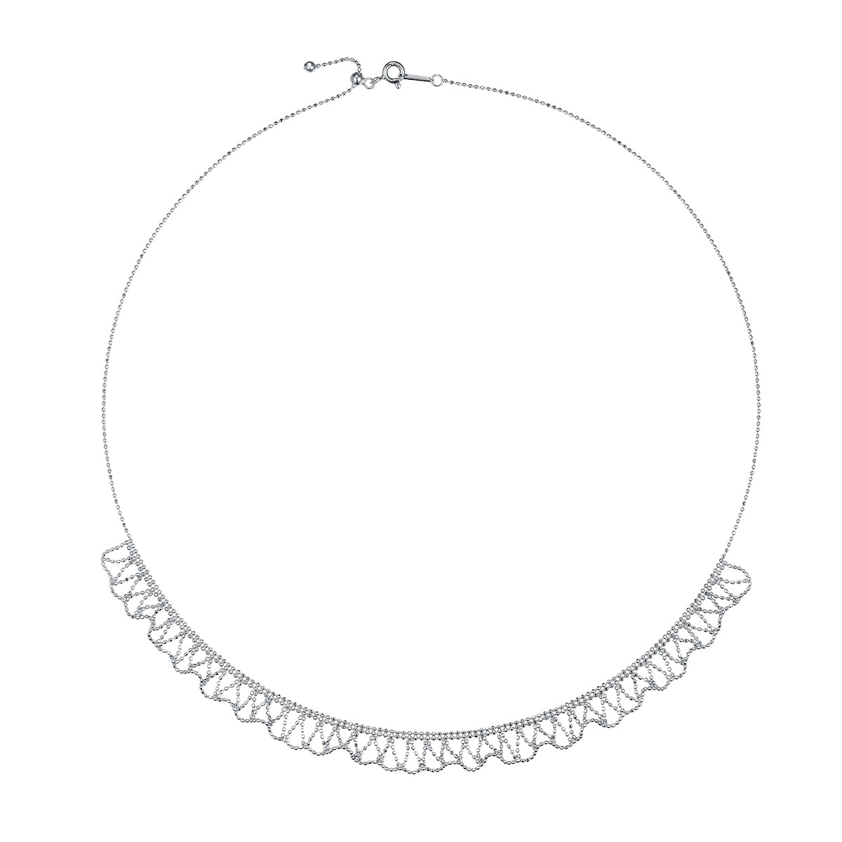 Planderful S925 Silver Necklace Italian Craft Woven Lace 45cm For Everyday Genie Women Elegant Touch