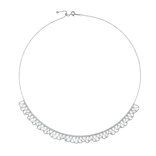 Planderful S925 Silver Necklace Italian Craft Woven Lace 45cm For Everyday Genie Women Elegant Touch