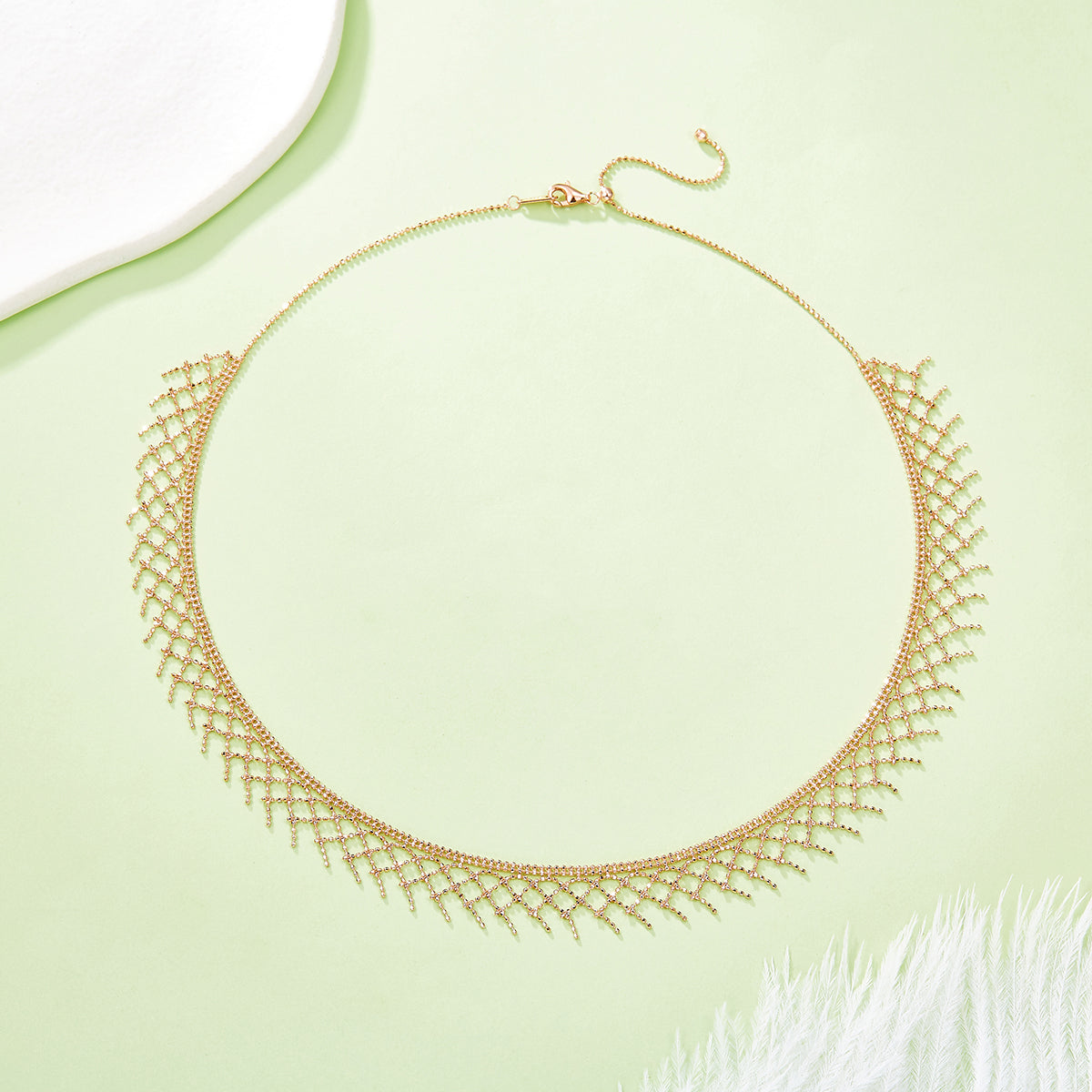 Premium Elegant S925 Silver Mesh Lace Necklace Italian Craft For Women By Planderful Shop 45cm