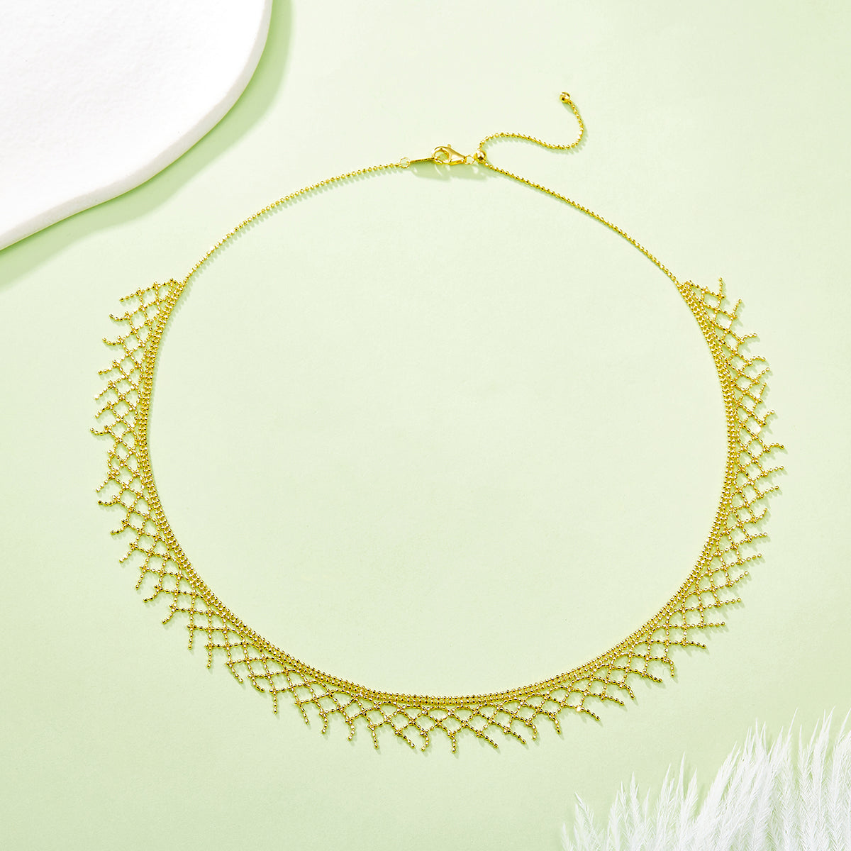 Premium Elegant S925 Silver Mesh Lace Necklace Italian Craft For Women By Planderful Shop 45cm