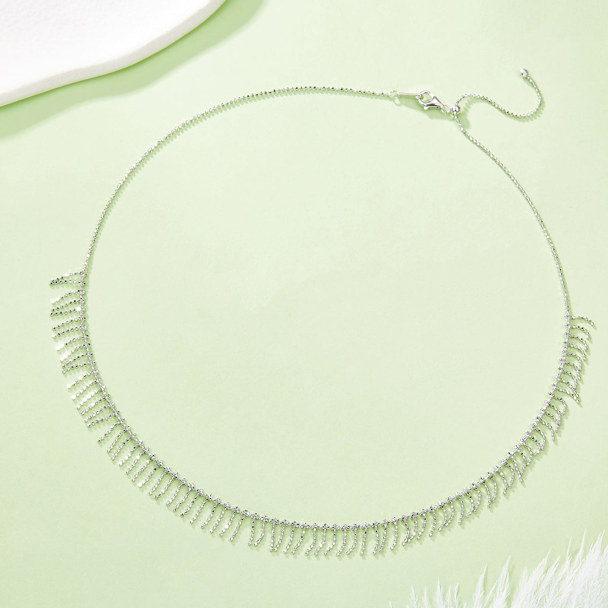 Planderful S925 Silver Lace Tassel Necklace For Women Elegant Everyday Genie Collection