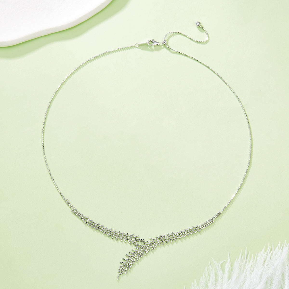 Elegant Planderful S925 Sterling Silver Italian Craft Woven Wheat Ear Design Necklace, 45cm Length for Women