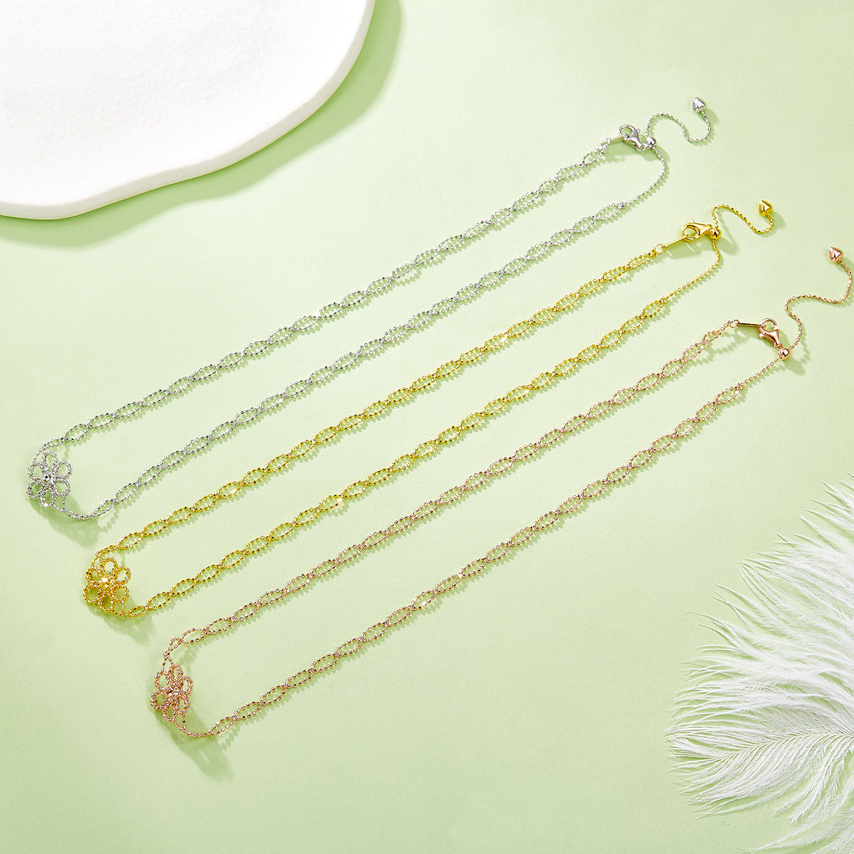 S925 Sterling Silver Necklace With Exquisite Italian Craftsmanship Weaved Lace Flower Planderful For Her