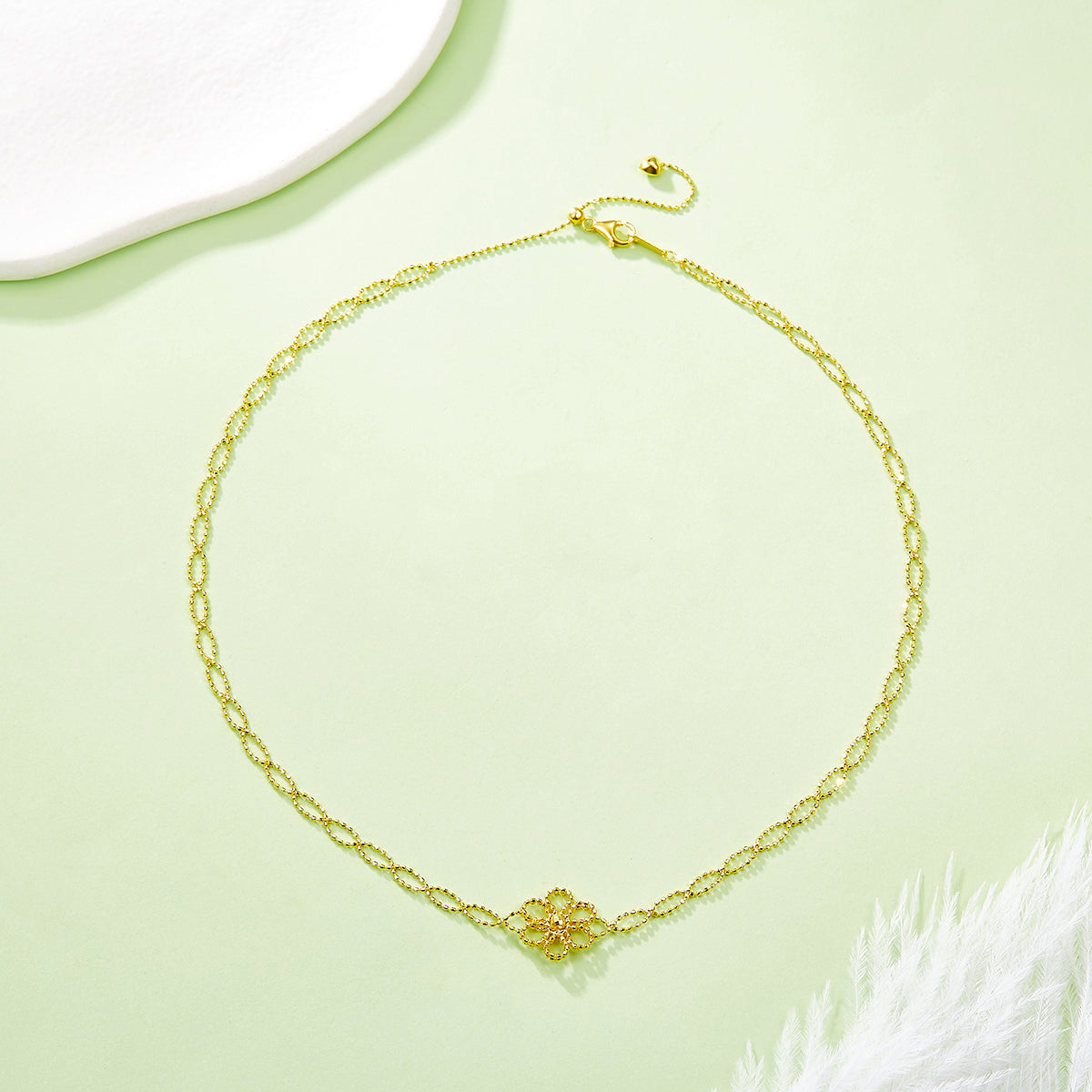 S925 Sterling Silver Necklace With Exquisite Italian Craftsmanship Weaved Lace Flower Planderful For Her