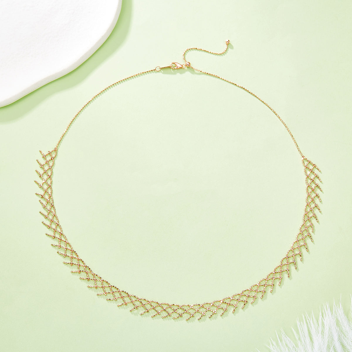 Planderful S925 Silver Woven Mesh Lace Necklace For Women