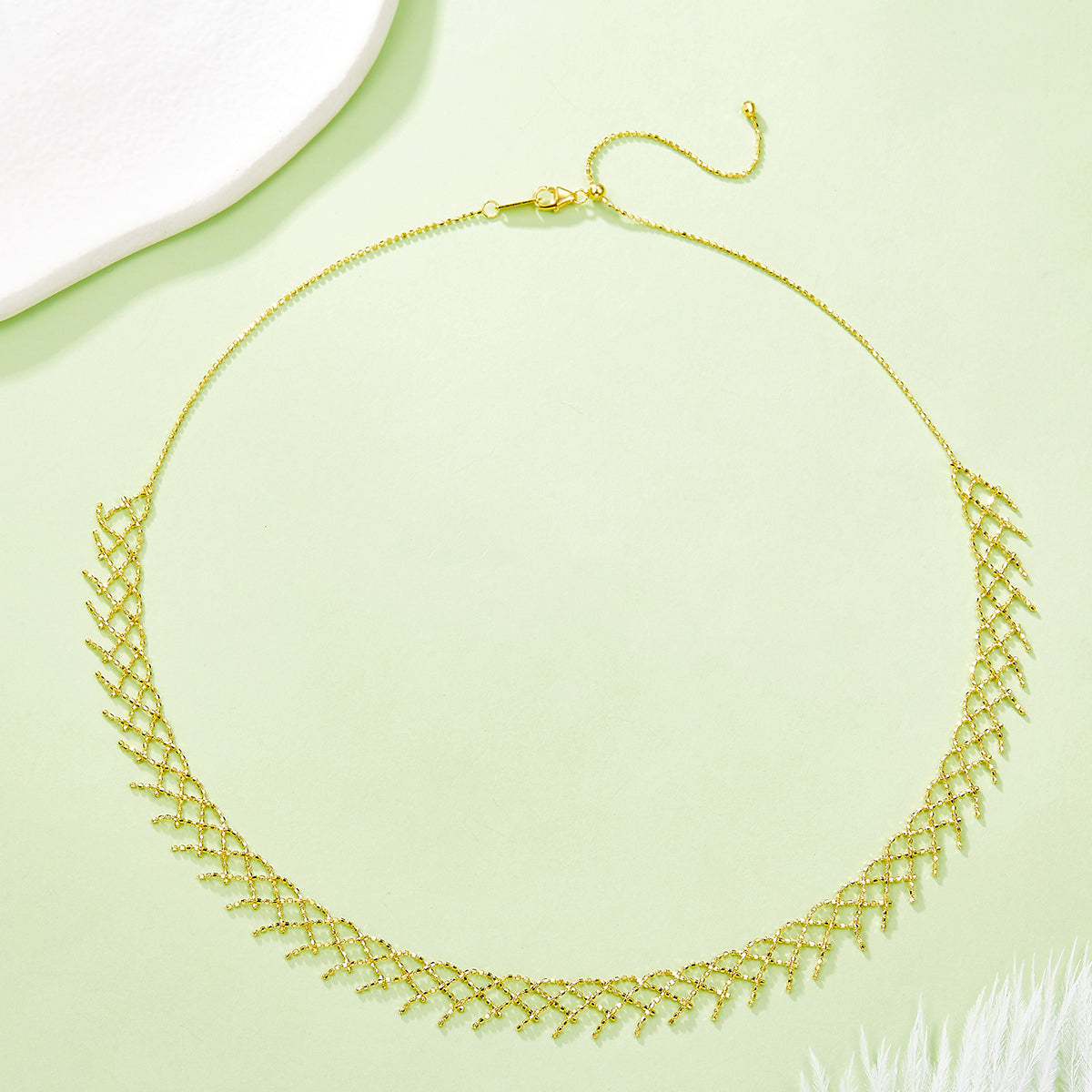 Planderful S925 Silver Woven Mesh Lace Necklace For Women