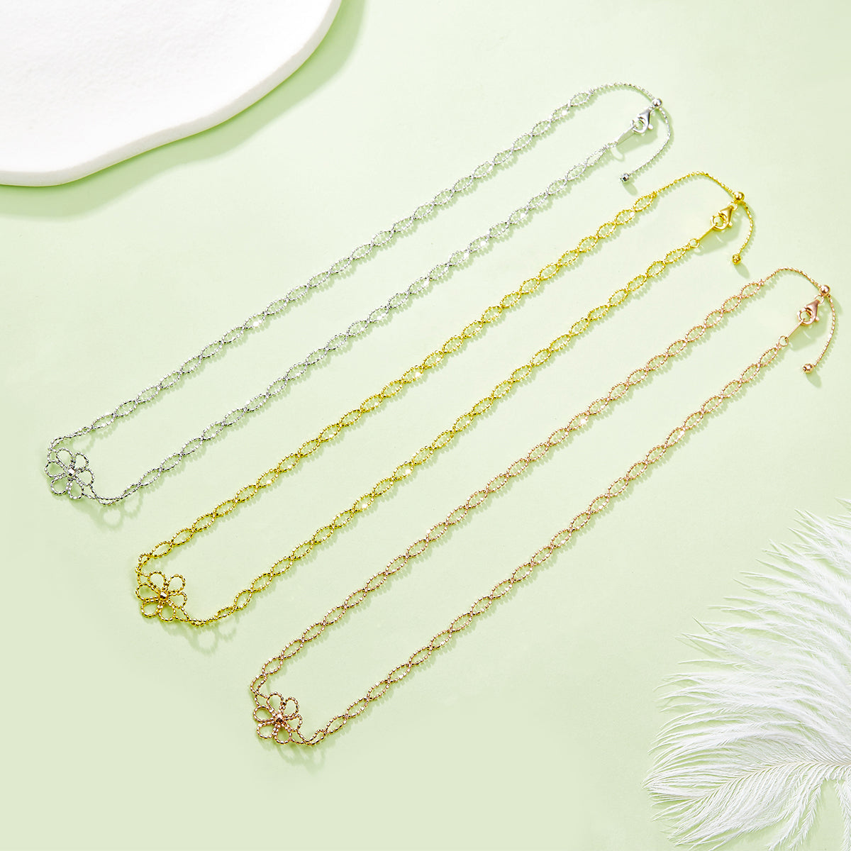 Planderful Sterling Silver S925 Weaved Lace Flower Necklace Italian Craftsmanship For Women Gift