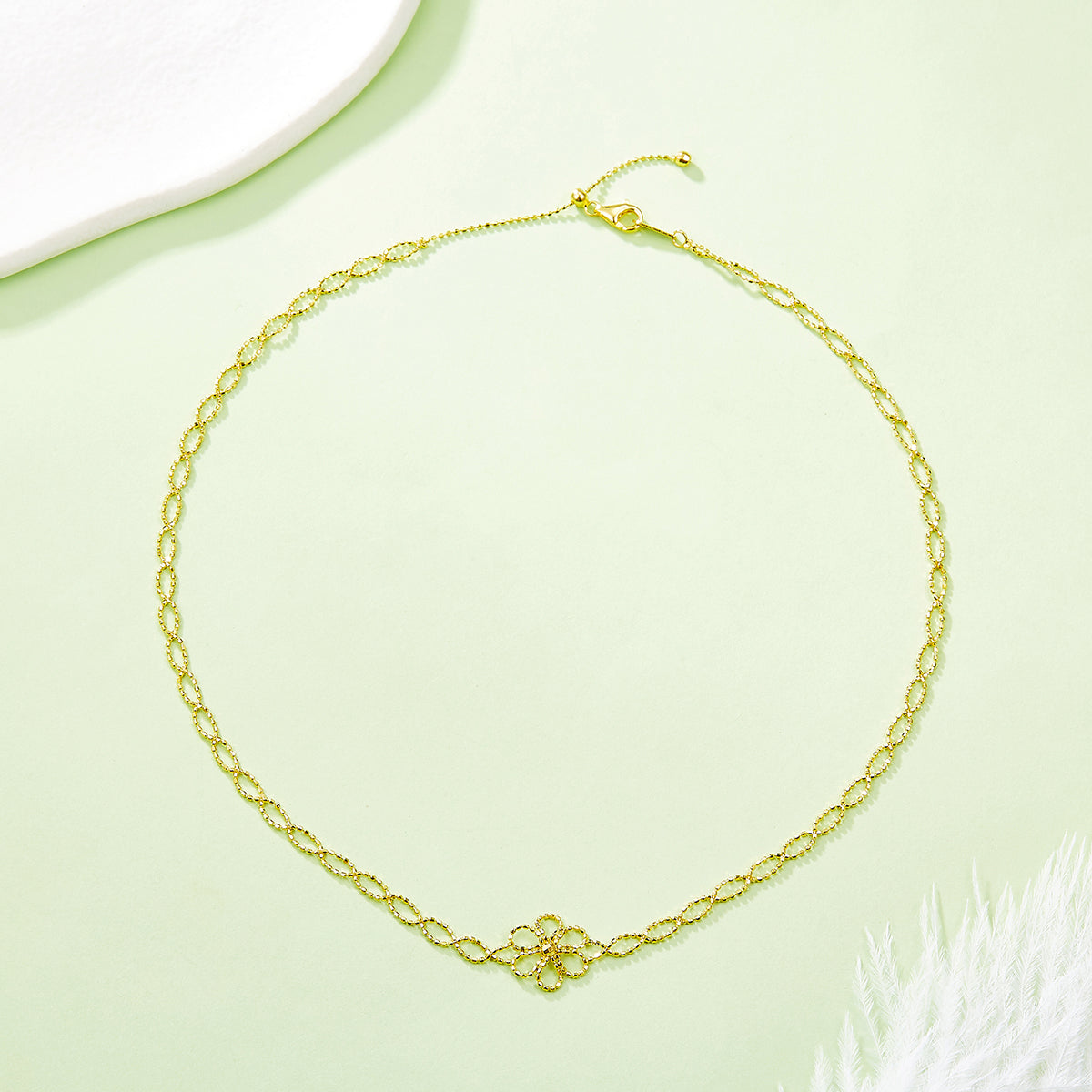 Planderful Sterling Silver S925 Weaved Lace Flower Necklace Italian Craftsmanship For Women Gift