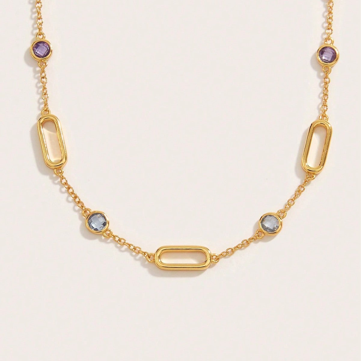 Planderful Spinel Necklace S925 Silver Plated Gold Color Stunning Multicolor Gemstones 40cm Extension For Women Gift