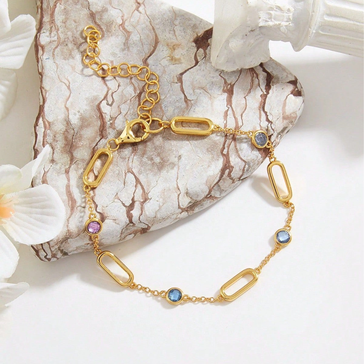 Planderful Spinel Bracelet S925 Silver Plated Gold Colorful Stones For Her Everyday Genie