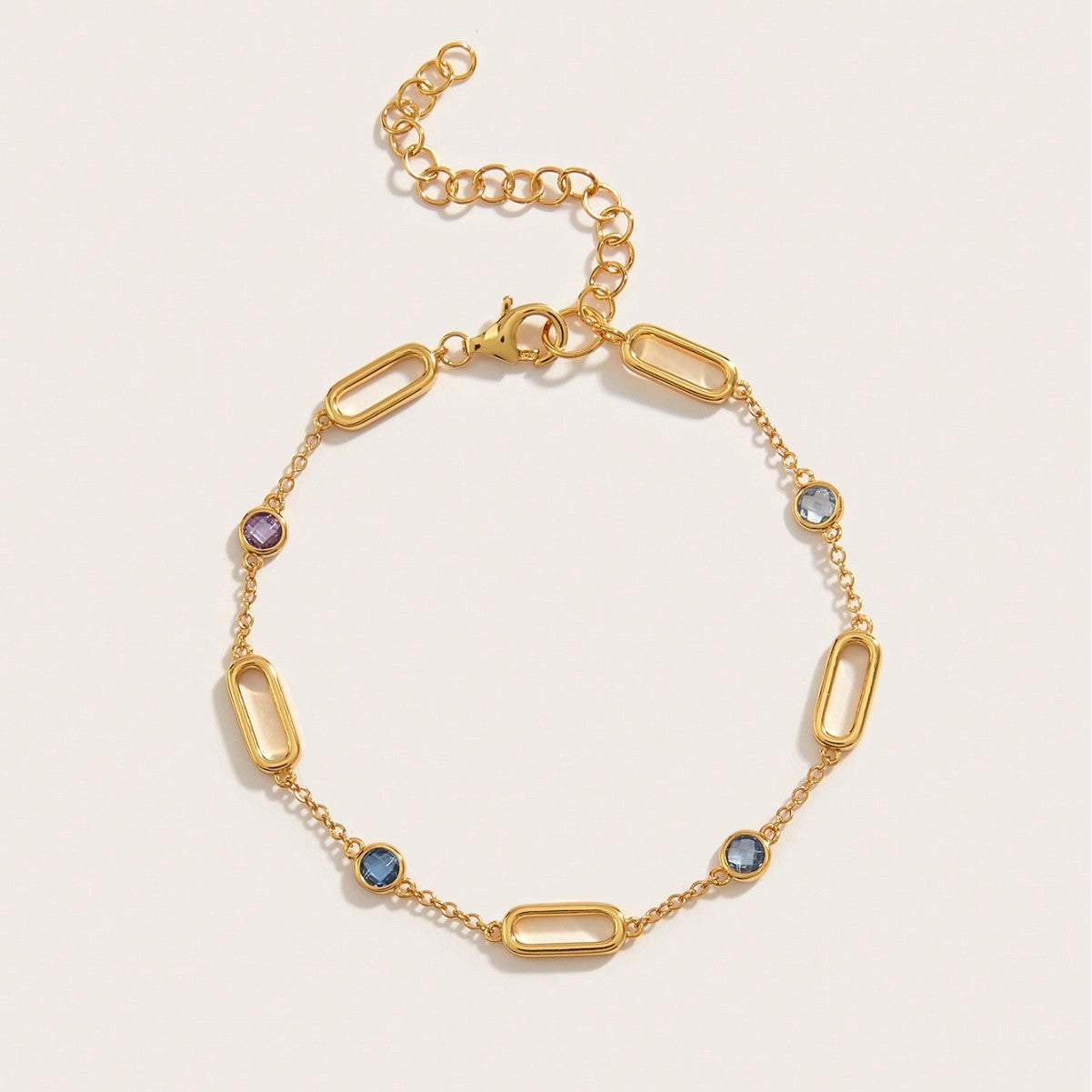 Planderful Spinel Bracelet S925 Silver Plated Gold Colorful Stones For Her Everyday Genie