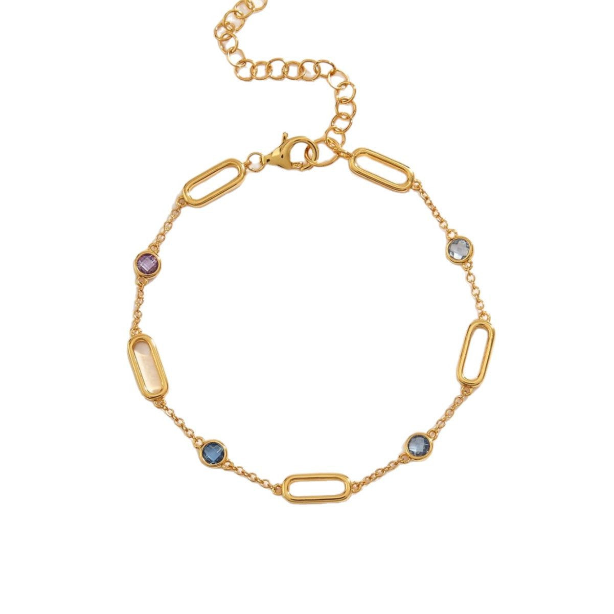 Planderful Spinel Bracelet S925 Silver Plated Gold Colorful Stones For Her Everyday Genie