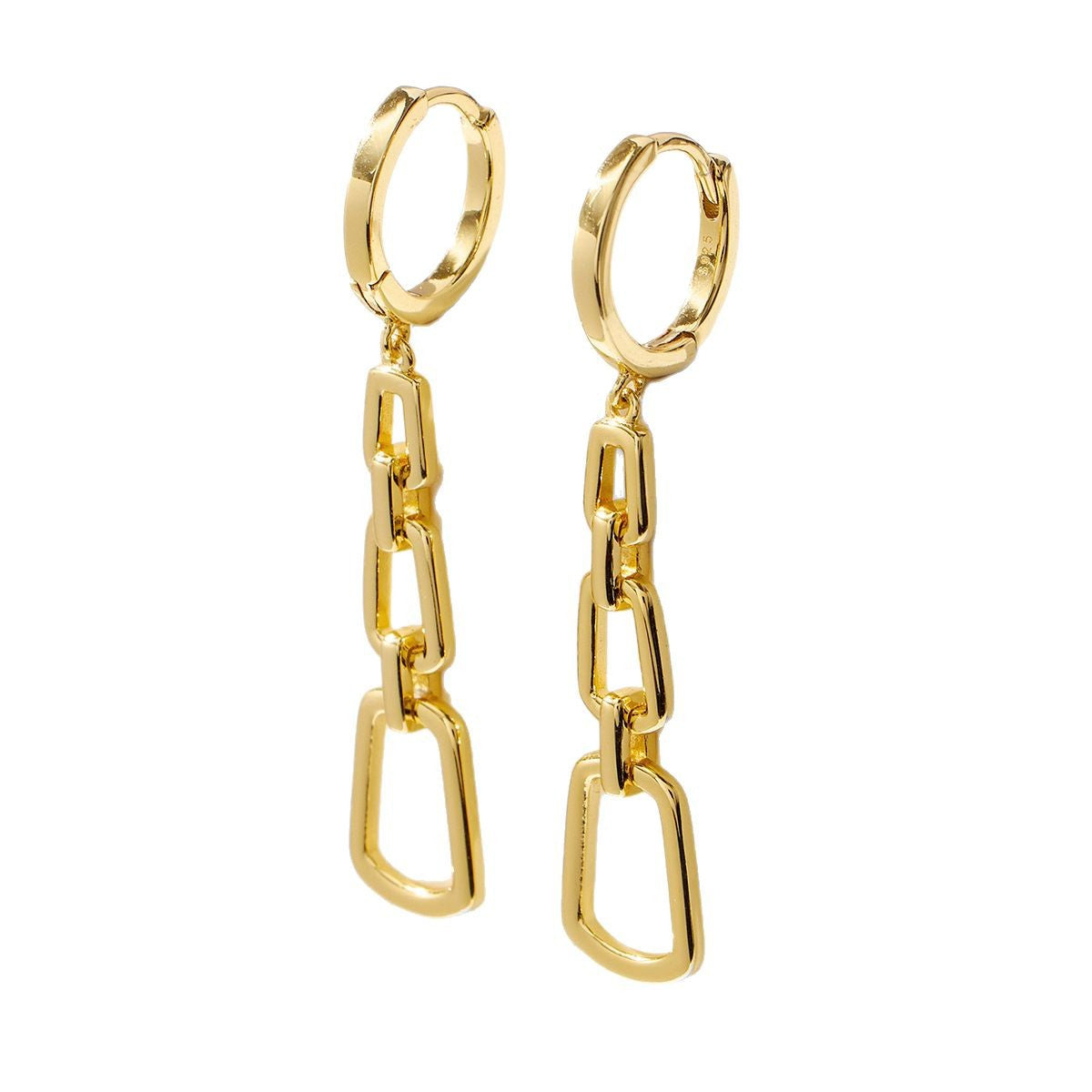 Planderful S925 Silver Plated Gold Geometric Square Buckle Drop Earrings For Modern Women Chic Statement