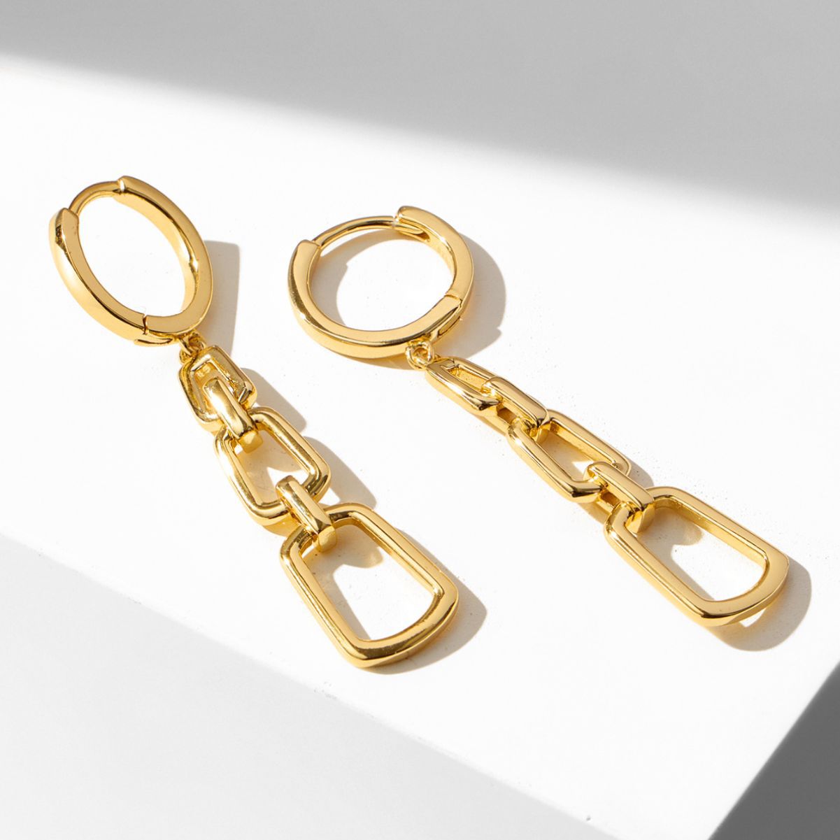 Planderful S925 Silver Plated Gold Geometric Square Buckle Drop Earrings For Modern Women Chic Statement