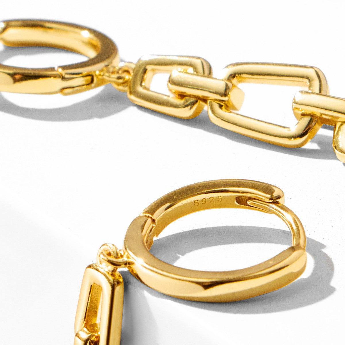 Planderful S925 Silver Plated Gold Geometric Square Buckle Drop Earrings For Modern Women Chic Statement