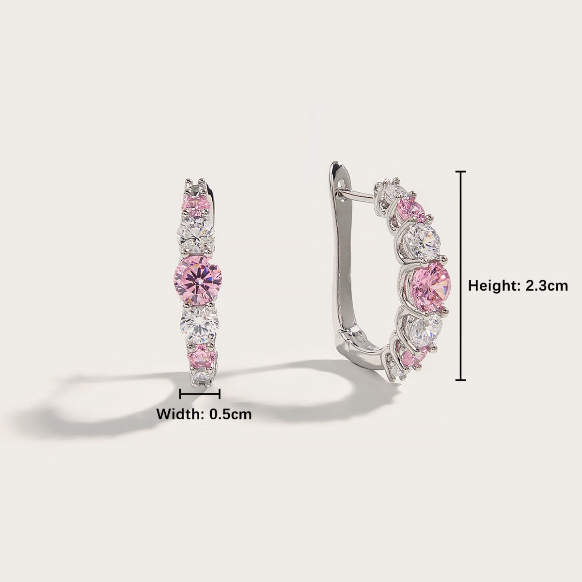 Planderful Sterling Silver Plated Zircon Earrings Pink Round Radiant For Women Gala Fireworks Collection