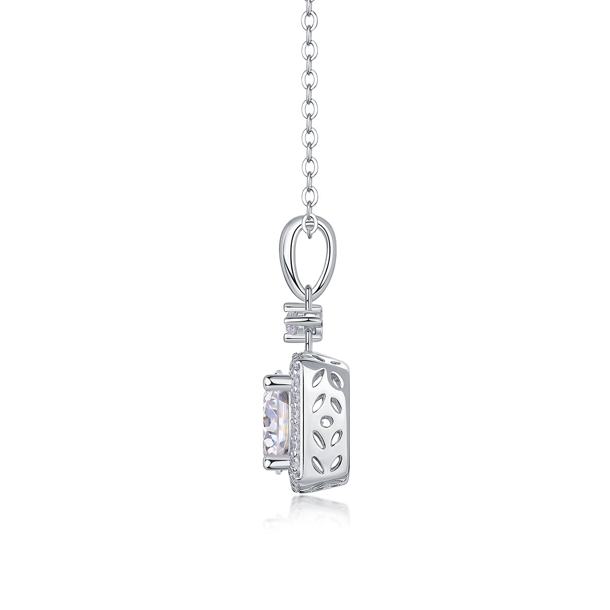 Planderful 2CT Moissanite Pendant Necklace With Square Halo Soleste S925 Silver Plated Minimalist Luxury For Her