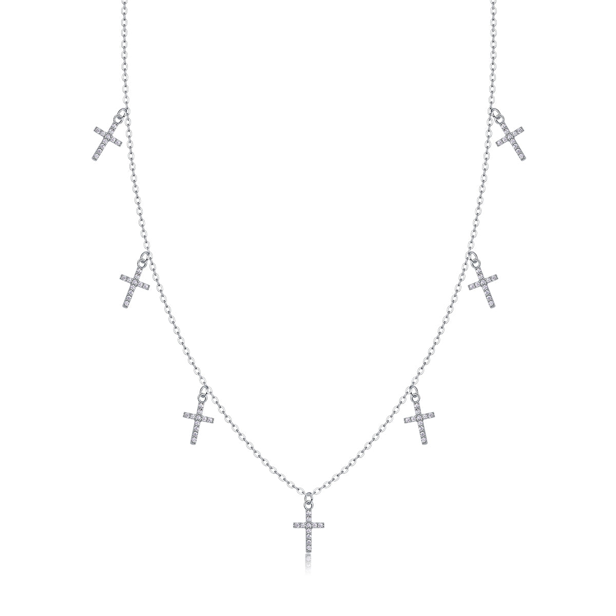 Planderful Cross Moissanite Necklace 0.39ct Sparkling Sterling Silver Plated Chain 40cm With 5cm Extender Gift For Her