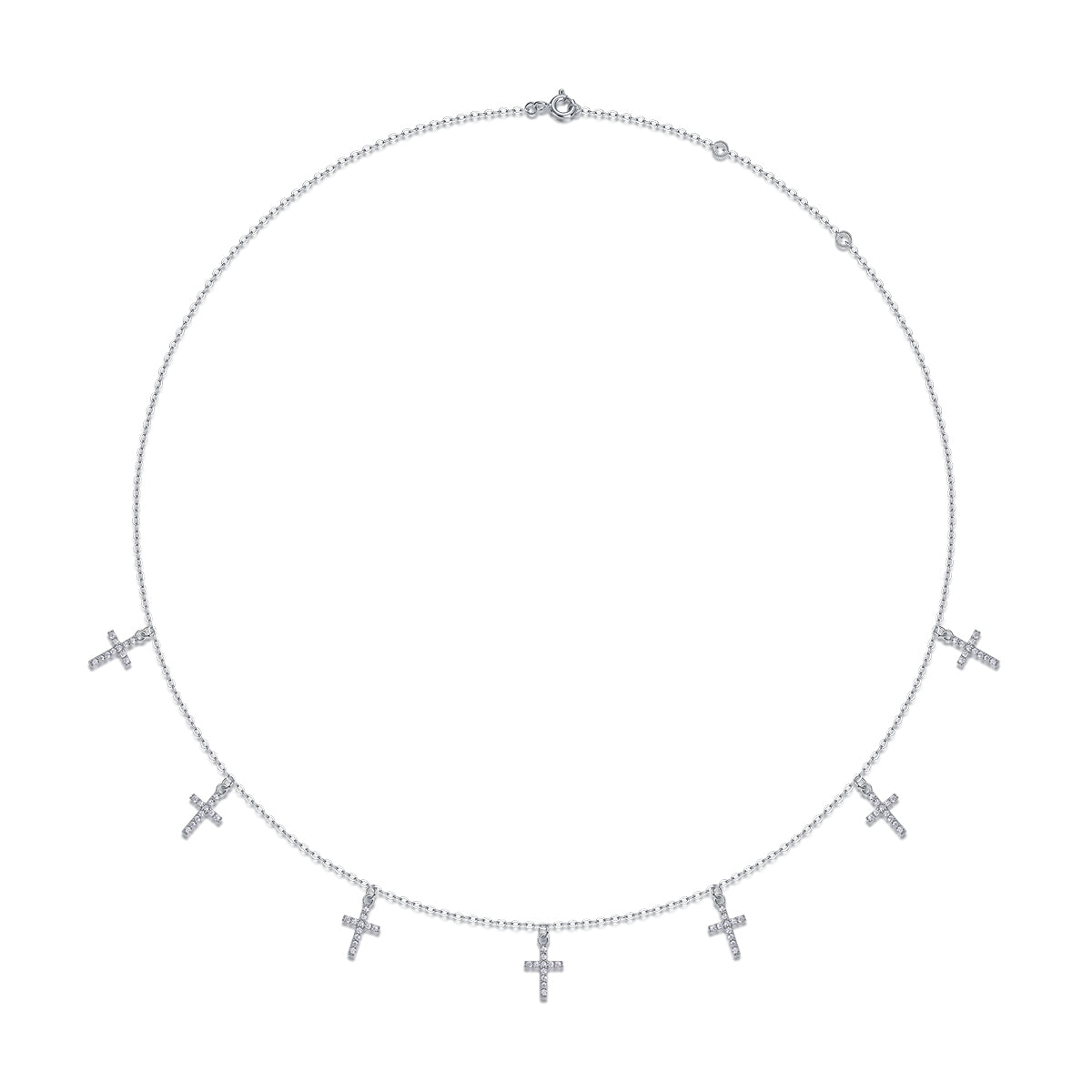 Planderful Cross Moissanite Necklace 0.39ct Sparkling Sterling Silver Plated Chain 40cm With 5cm Extender Gift For Her