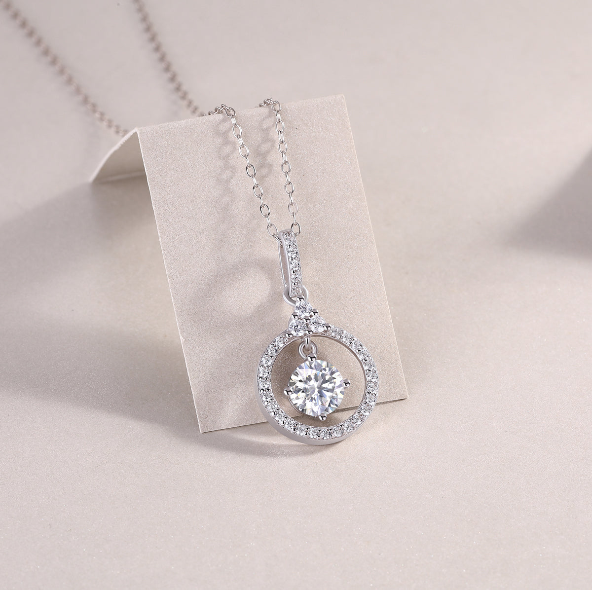 Planderful Shop 1.0ct Moissanite Pendant Necklace S925 Silver Plated Circular Pendant For Women Radiant Sparkle Gift